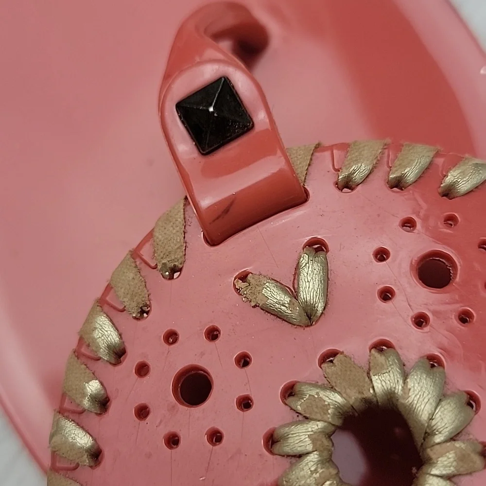 JACK ROGERS Georgica Jelly Salmon Medallion Thong Preppy Boho Thong‎ Sandals 7